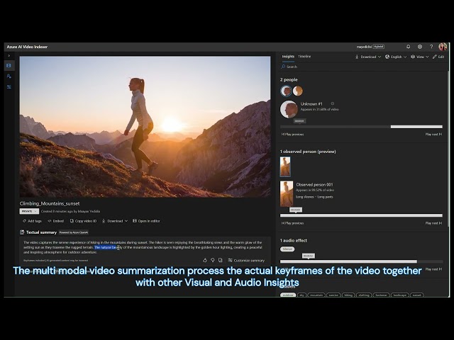 Multi-Modal Video Summary with OpenAI and Phi3.5 model - Azure AI Video Indexer Ignite 2024
