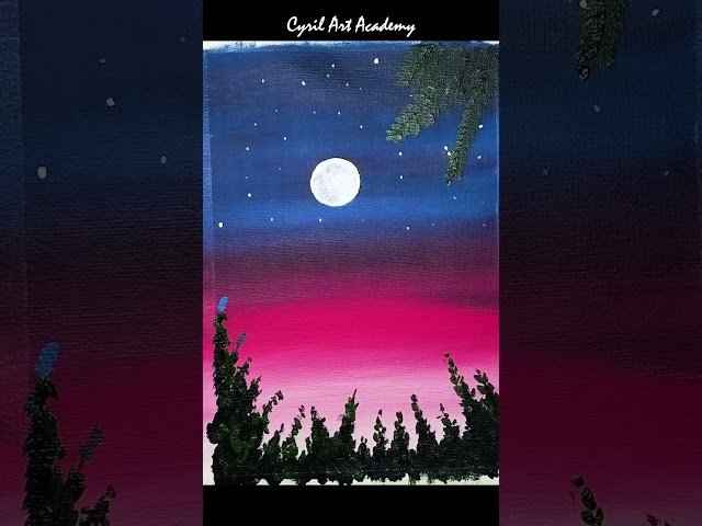 Moonlight night sky painting idea for beginners | Acrylic painting #shorts