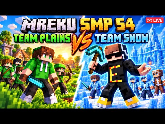 Minecraft Team Plains Vs Team Snow Live 🔴 | MREKU SMP S4 |