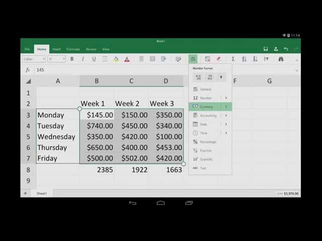 Excel for Android tablet: Getting started