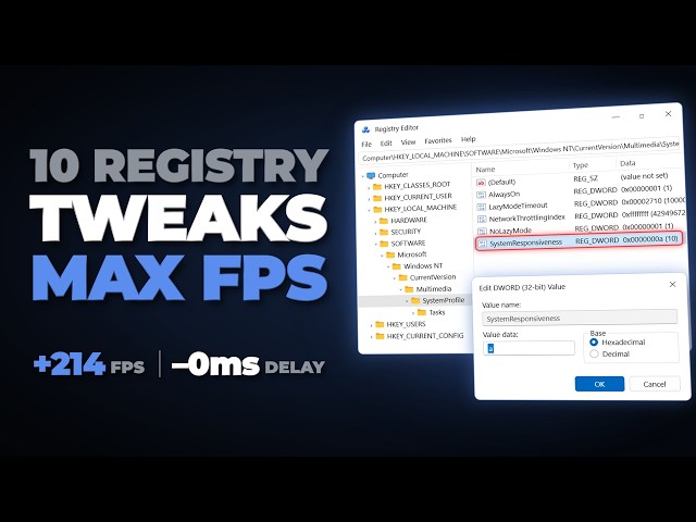10 Registry Tweaks for More FPS & Zero Delay
