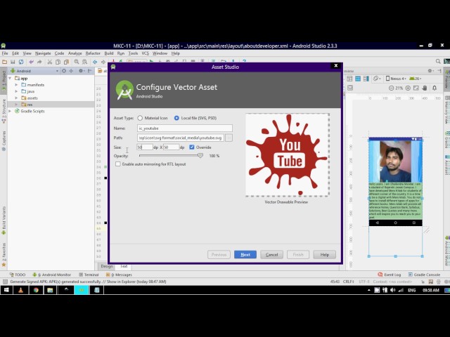 how to add image icon in android studio