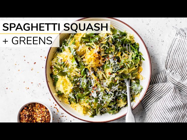 ROASTED SPAGHETTI SQUASH WITH COLLARD GREENS | easy, healthy dinner idea