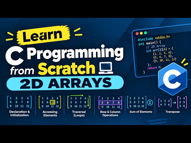 2D Arrays in C Programming 🔥 | Complete Tutorial | Matrix Programs + Problems