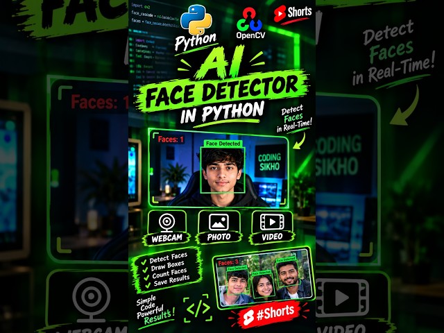 AI Face Detector in Python 🔥 Webcam + Photo + Video | Full Project 2026