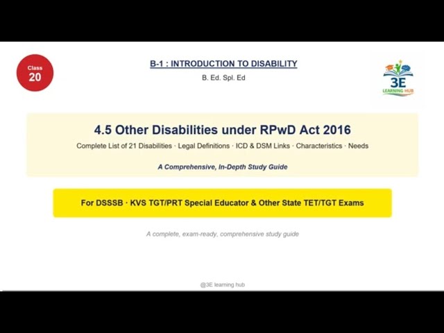 Class 20 || Other Disabilities RPwD 2016 || B-1