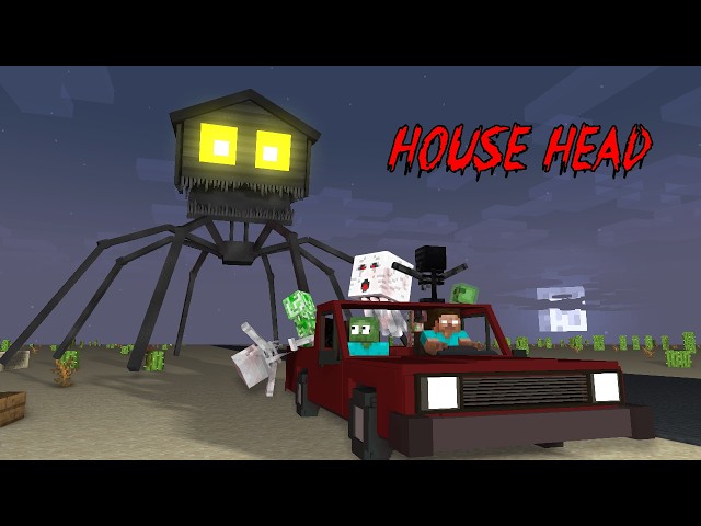 MONSTER SCHOOL HORROR: HOUSE HEAD ATTACK   Minecraft Animation