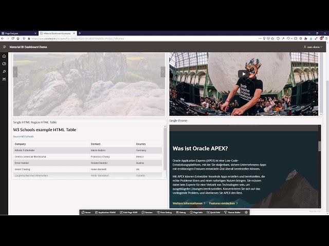 Oracle APEX - Material BI Dashboard Plug-in - What is possible with the Plug-in?