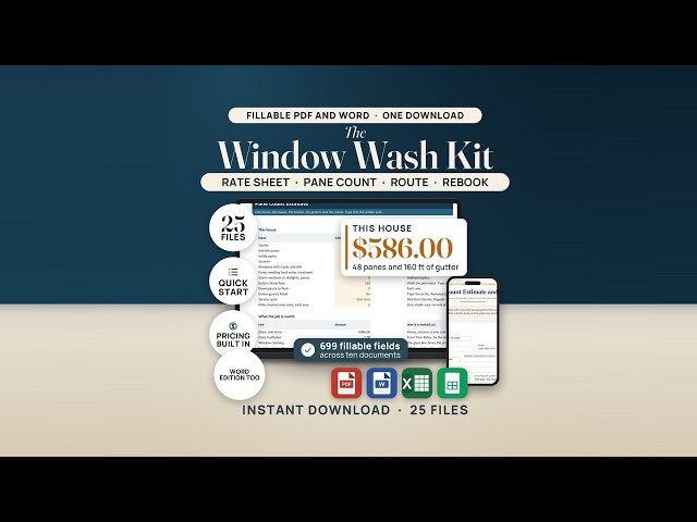 Window Cleaning Business Forms: Full Walkthrough (Rate Sheet, Pane Count Estimate, Route, Rebook)