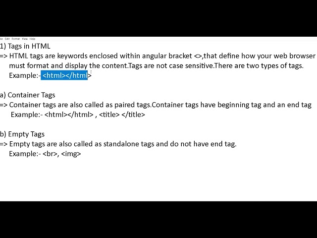 Tags in HTML | Types of tags in HTML