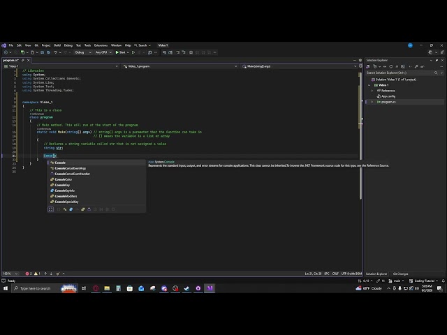 Initializing Your Project and Basic Formatting | C# Tutorial #1