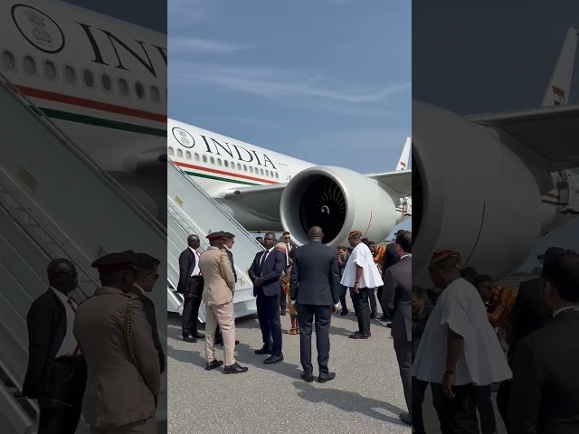 Prime Minister Narendra Modi welcomed by President Mahama at Ghana Airport
