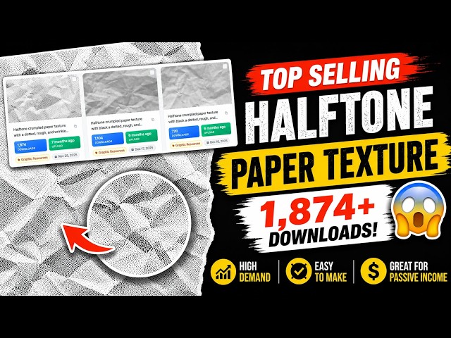 টপ সেলিং Halftone Paper Texture Design | 1,800+ Downloads on Adobe Stock | Illustrator Tutorial