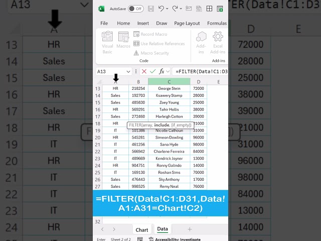 Dynamic Chart with Filter Function in Excel #exceltips #excelcharts #exceltemplates