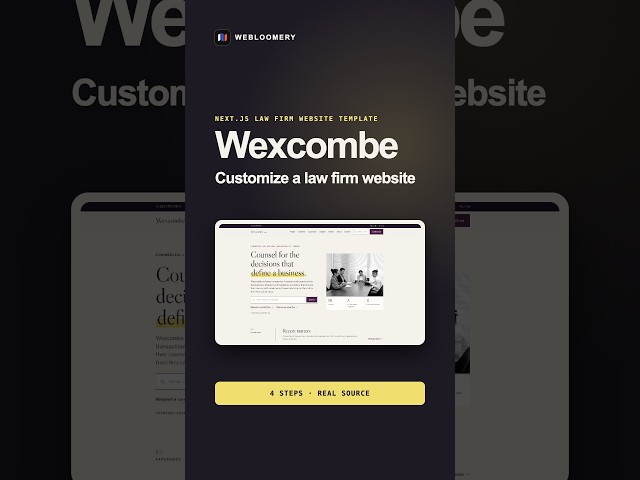 Customize a Next.js Law Firm Website Template in 4 Steps | Wexcombe #Shorts