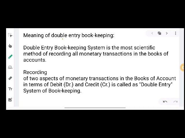 DOUBLE ENTRY BOOK KEEPING SYSTEM