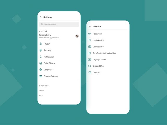 Flutter UI Tutorial | Profile setting page and security page