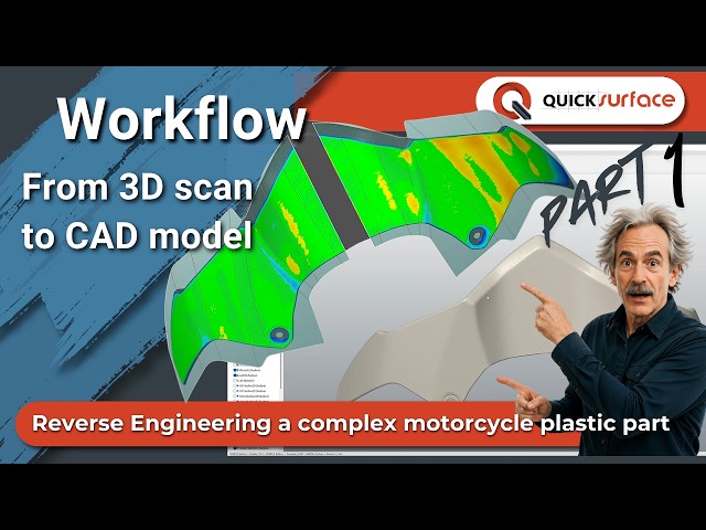 Workflow: Reverse Engineering a complex motorcycle plastic part from 3D Scan | QUICKSURFACE