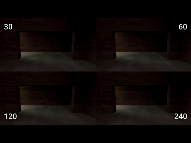 Frame rate comparison at 30, 60, 120, 240 fps