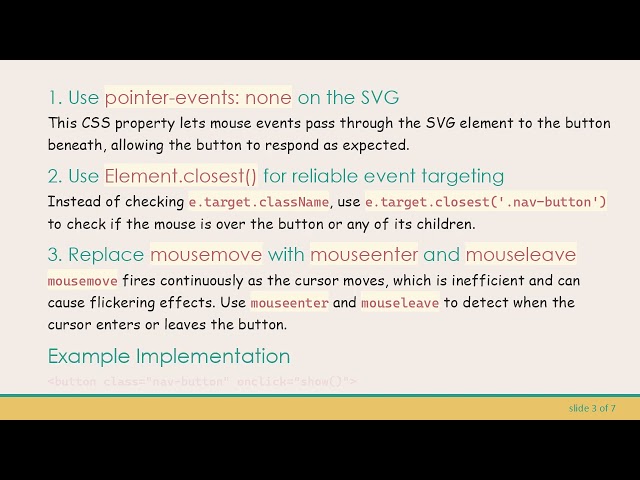 Fixing mousemove Event Issues: Targeting Button Elements and SVGs Correctly