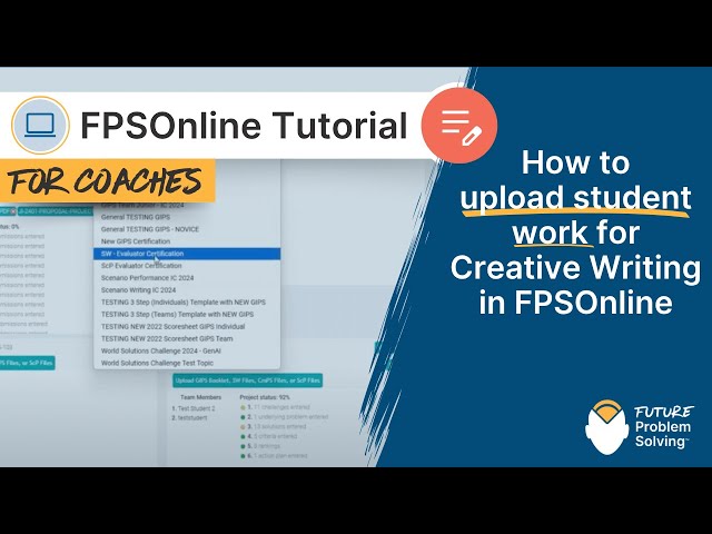 How to upload student work for Creative Writing in FPSOnline