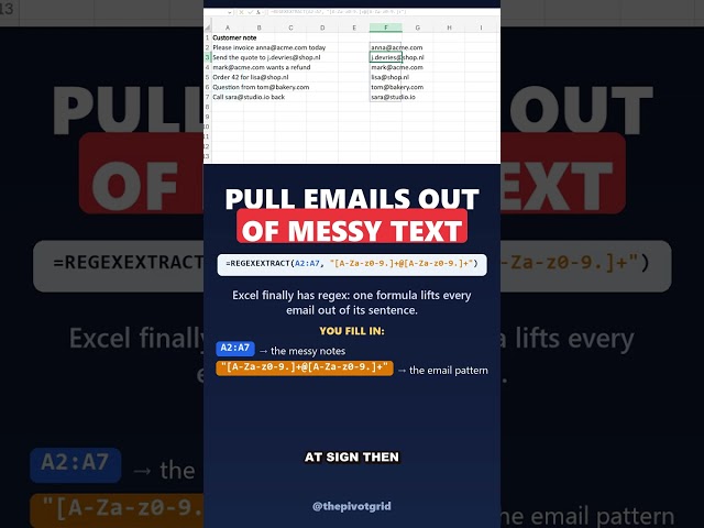 Excel Can Finally Pull Emails Out of Messy Text #shorts