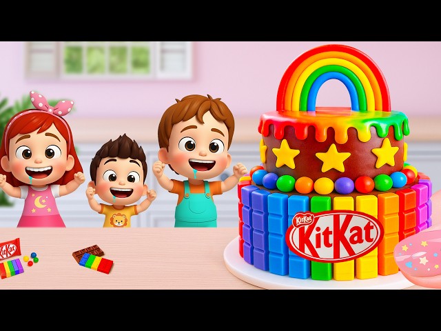 Miniature Rainbow Cake Tutorial 🌈 Satisfying Mini Rainbow KitKat Cake Recipe 💕 Yummy Teeny