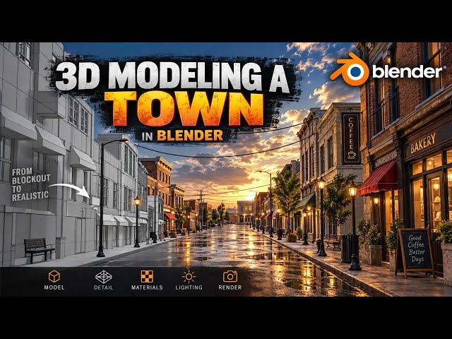 How to Model a Realistic Town in Blender | 3D Environment Tutorial ( Part 12)