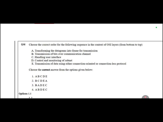 Question 61 ugc net June 2026 Osi model