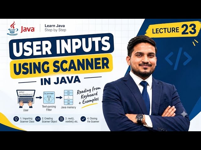 User Input in Java Using Scanner Class | Easy Explanation with Example | Lecture 23