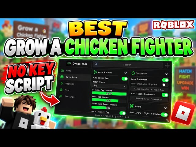 [NO KEY] Grow A Chicken Fighter Script | Auto Collect, Hatch, Place, Fuse, Incubate & More