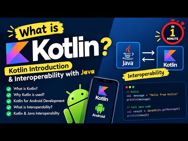 What is Kotlin? | Kotlin Introduction & Interoperability with Java in 1 Minute 🚀