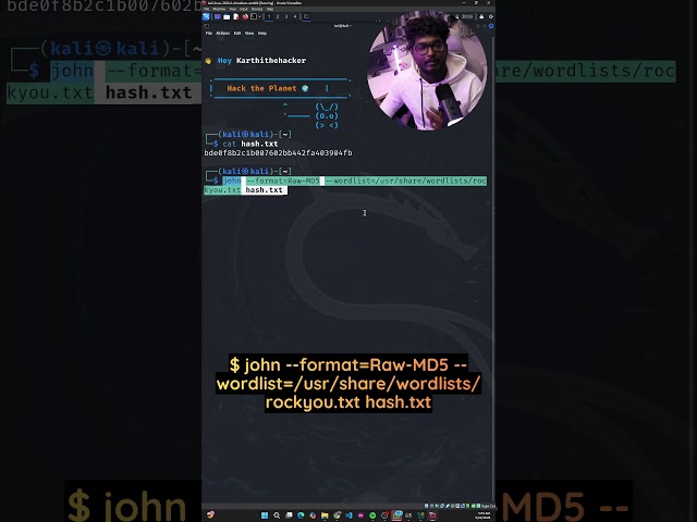 crack hashed passwords using Kali Linux in tamil ? #ethicalhacking #cybersecurity