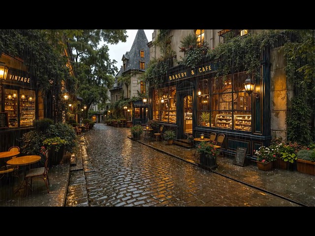 Soothing Rainy Jazz at a Cozy Vintage Bakery Café 🌧️Warm Jazz & Rain Sounds for Work & Quiet Moments