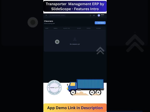 Transporter Management ERP by SlideScope - Features Intro.