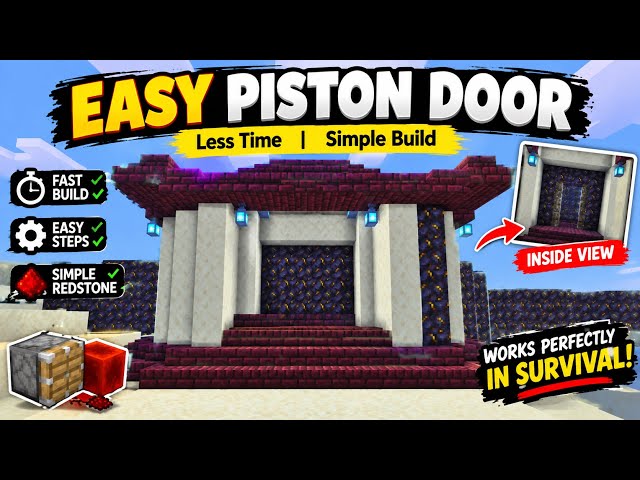 Minecraft: Easy Piston Door Tutorial | Simple & Fast Build. 