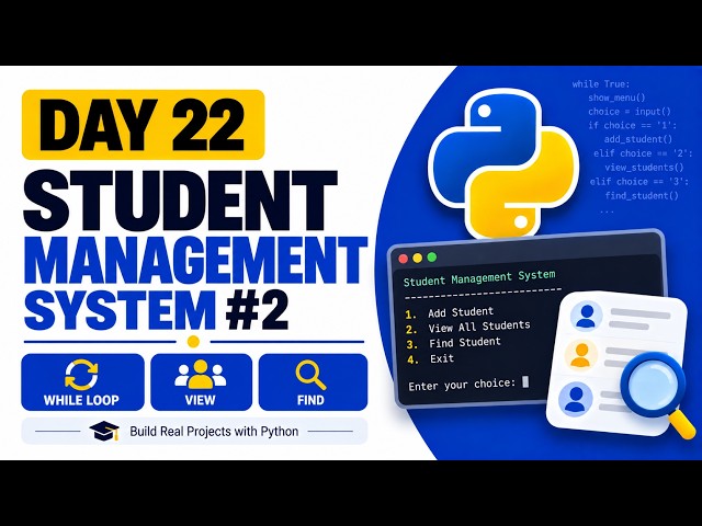 Python Student Management System #2 | while Loop, View & Find Students | Python Course #22