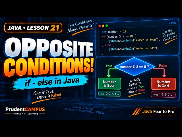 21 - if else in Java | Exactly Opposite Conditions Explained | @PrudentCAMPUS