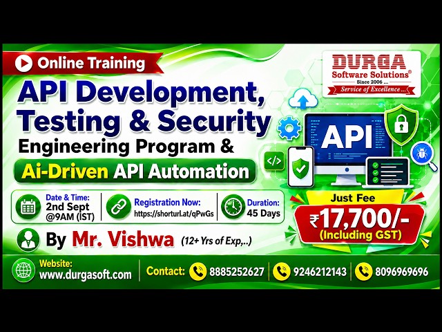 API Development, Testing & Security Engineering Program Online Training @ DURGASOFT