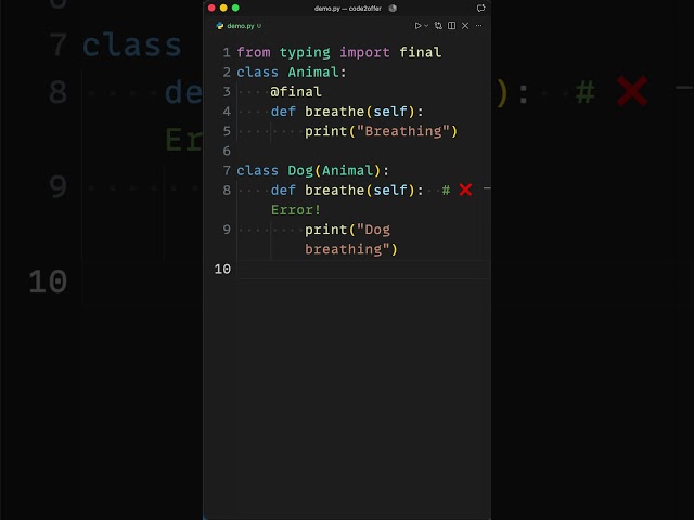 Final - Prevent Reassignment & Overriding! #python #youtubeshorts