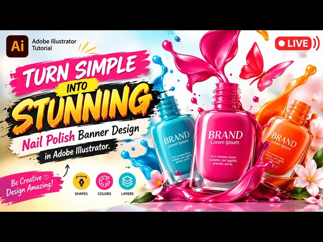 Nail Polish Banner Design in Adobe Illustrator. @Designsbymehru