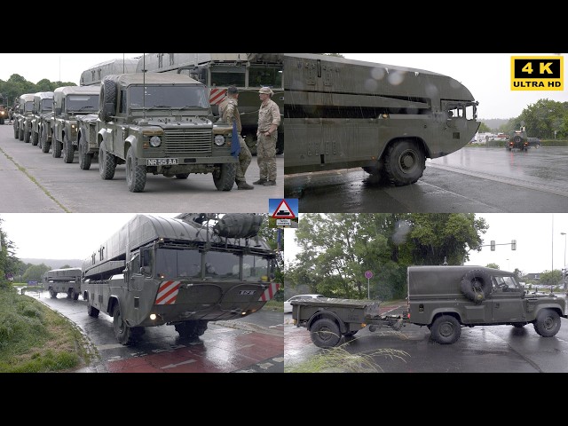 4Kᵁᴴᴰ British Army Exercise Rhino Storm Royal Engineers M3 Land Rover leave WET Gap Crossing Site
