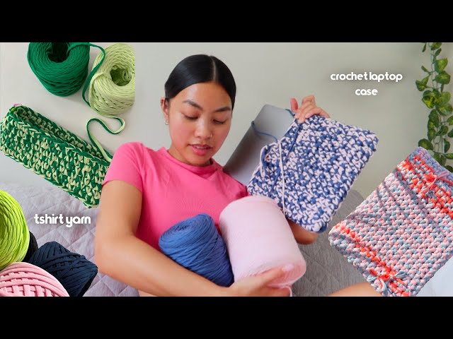 I crocheted a laptop sleeve with t-shirt yarn!
