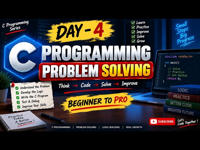 Day 4 | C Programming Problem Solving 🔥 | Beginner to Pro | Logic Building Practice