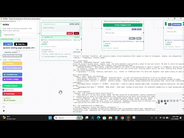 Gemini 3.1 Pro Powered Workflow in NORA creates React Flow Landing Page in under 6 minutes