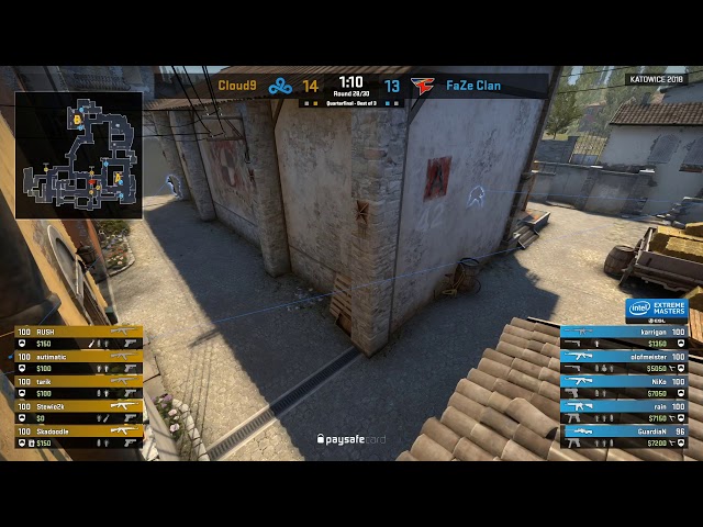 CS:GO - GuardiaN blocks the smoke - Cloud9 vs Faze Clan  - katowice 2018