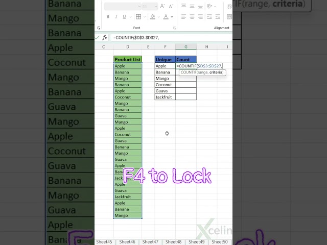 Unique Function in Excel #shorts