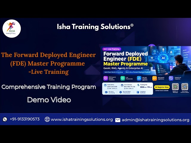 Forward Deployed Engineer Demo On 19th September 2026.Pls contact us on +91-9133190573 to enroll.
