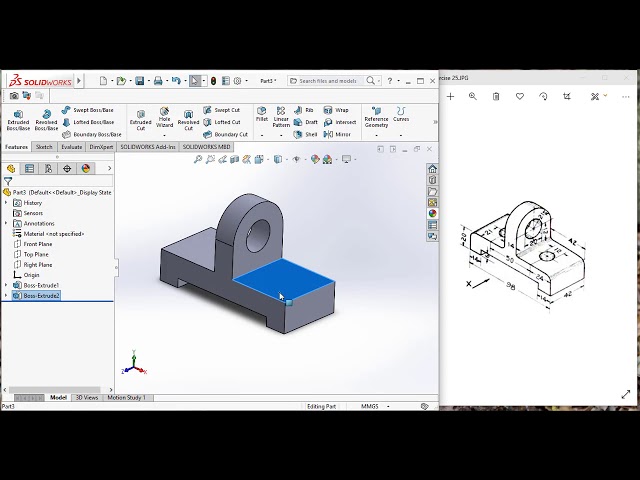 Solidworks Extrude Boss or Cut Tutorial_3D SolidWorks Tutorial for Beginners Exercise 24