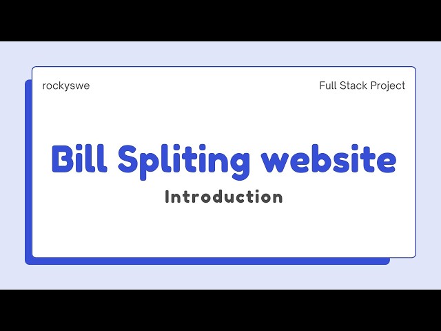 5 REST APIs Bill Spliting Full Stack Spring Boot Project